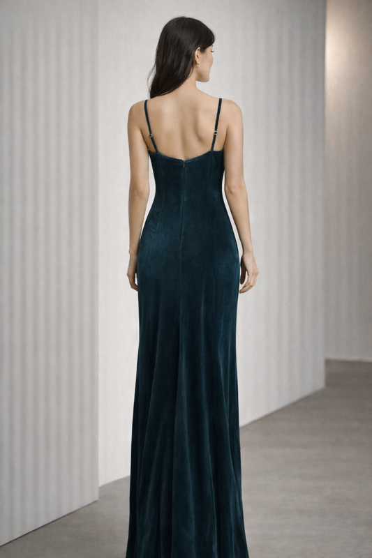 EMERALD  VELVET RHINESTONE PARTY WEAR