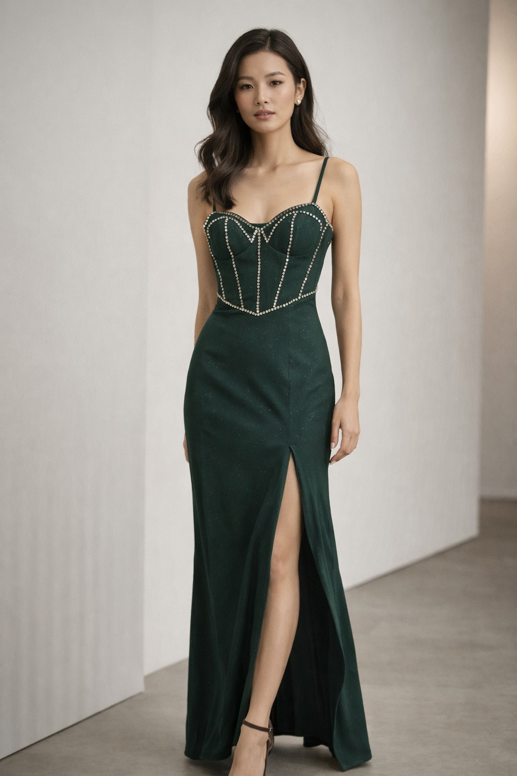 EMERALD RHINESTONE DRESS